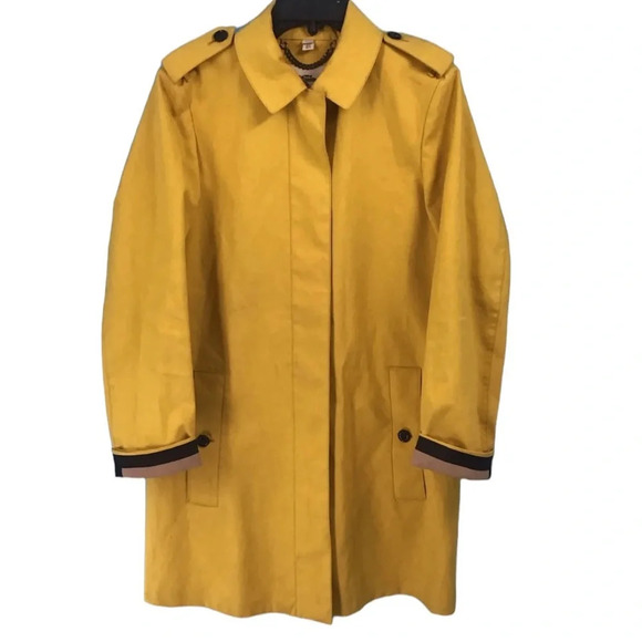 Burberry Women's Yellow Button Down Trench Coat Size-10 - Picture 5 of 9